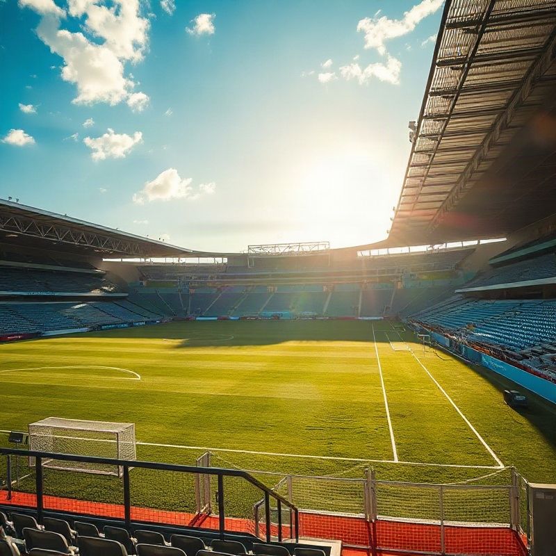 Vista da tribuna de imprensa sobre um gramado de futebol brasileiro